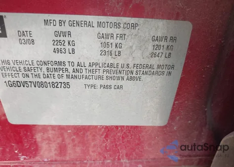 2008 Cadillac Cts Standard from USA, damaged, VIN 1G6DV57V080182735